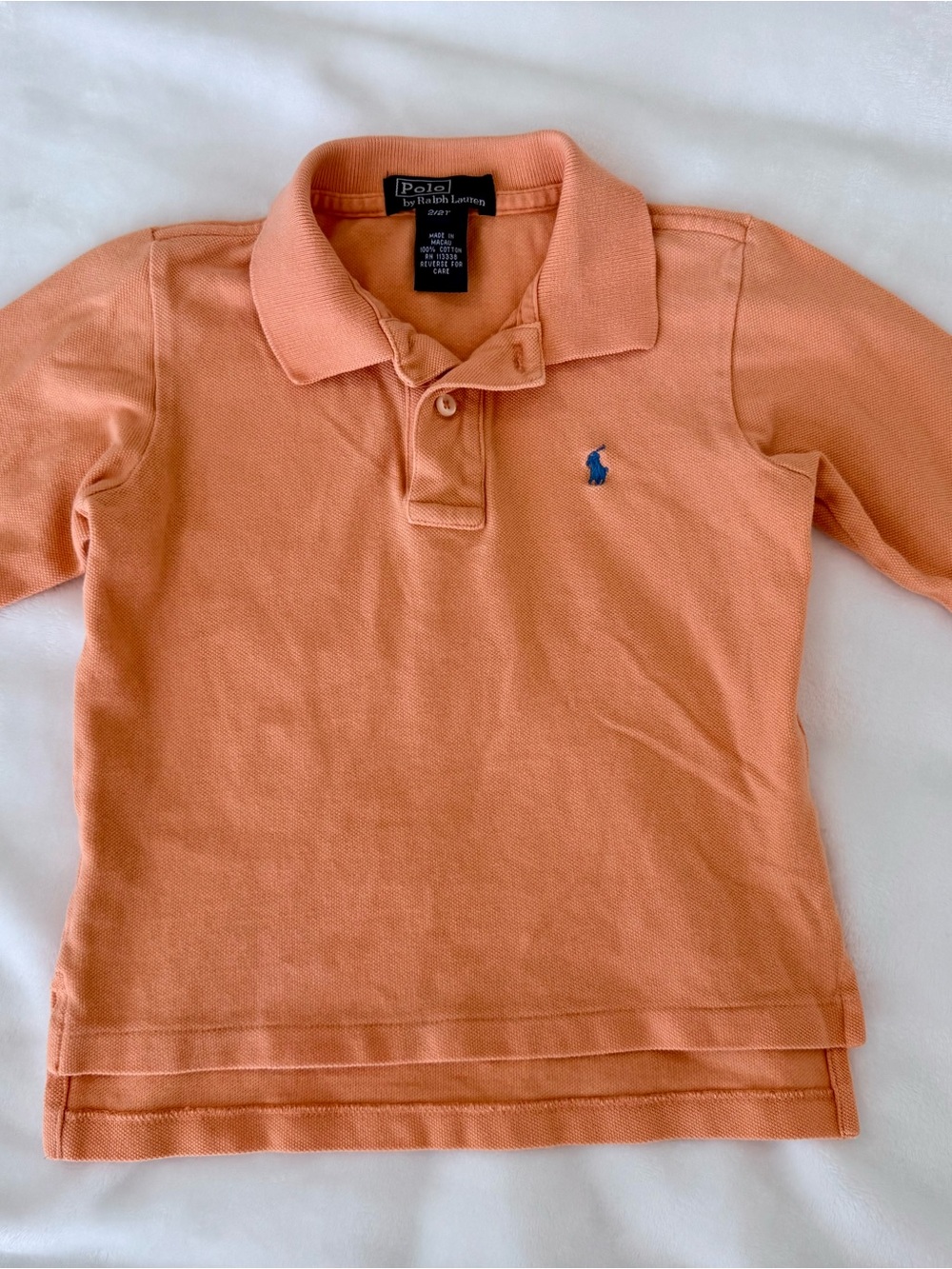 Toddler Ralph Lauren Light Orange Long-sleeve Polo Shirt (size 2T)